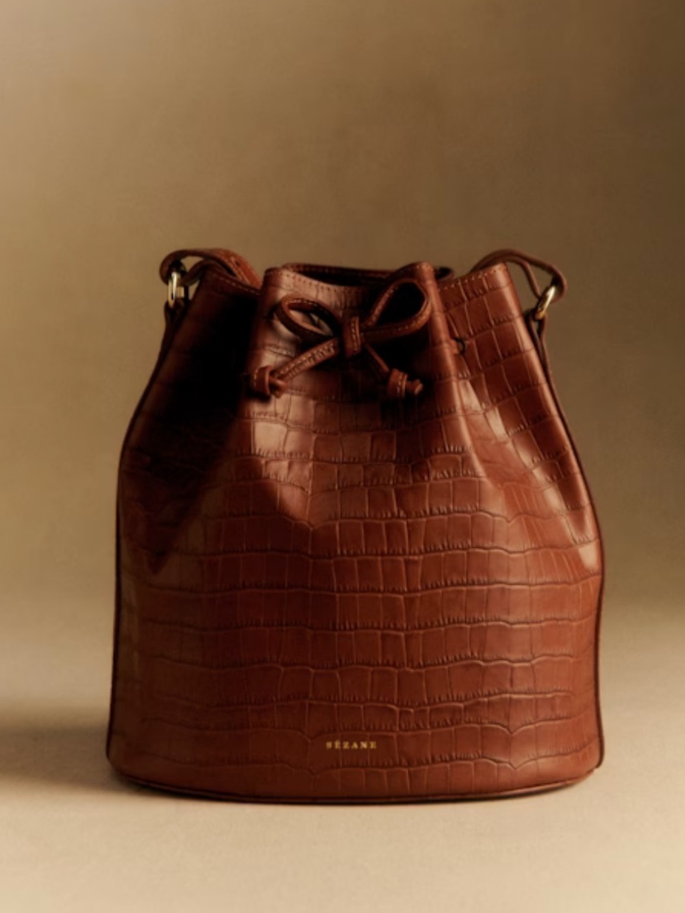 Sezane Farrow Bag Camel Croco Print